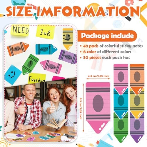Crayon Sticky Notes Back to School Note Pads Gifts Supplies