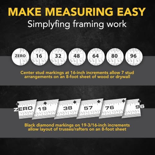 LEXIVON [2-Pack] 16Ft/5m DuaLock Tape Measure | 1-Inch Wide Blade with Nylon Coating, Matt Finish White & Yellow Dual Sided Rule Print | Ft/Inch/Fractions/Metric (LX-208)