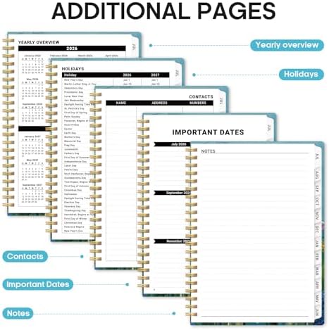 Planner 2026-2027, Jul 2026-Jun 2027 Academic Monthly & Weekly Planner | 6.3" x 8.5" Hardcover Calendar Planner for Women, Spiral Organizer with tabs, School Office Home Supplies, Azure Wildflowers