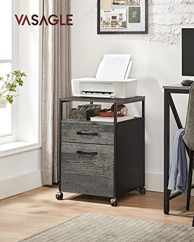 VASAGLE 2 Drawer File Cabinet, Rolling Printer Stand