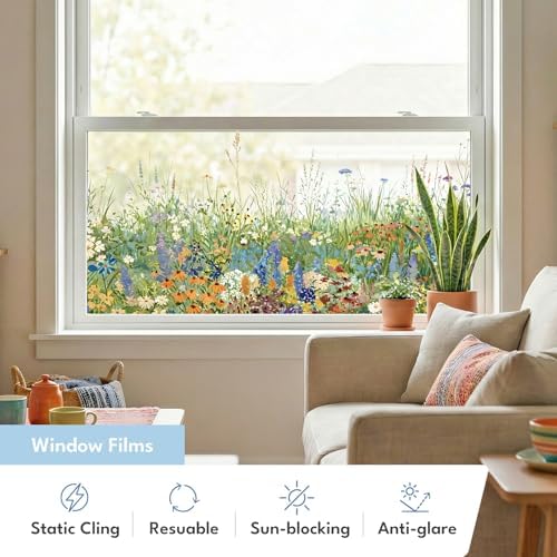 ADD.HERES Stained Glass Window Film, Window Film Decorative, 17.5 x 78.7 in