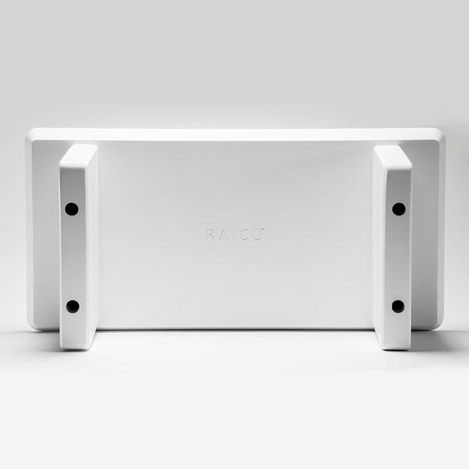 Raico Desk Shelf Setup Mini Monitor Stand, Compact White Wood Organiser, Ergonomic Home Office Accessory (White | 18.8 Inches)