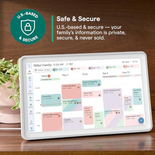 Skylight Calendar 2 – 15" Touchscreen Digital Calendar, Shadowbox, Silver