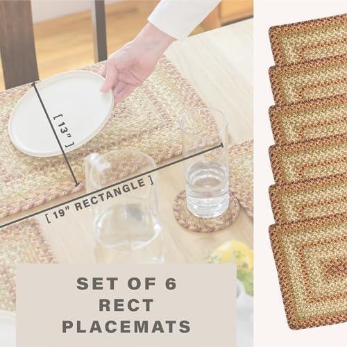 Homespice Harvest Braided Placemats for Country Decor, Rect 13x19 Set of 6