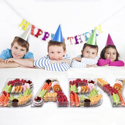 13.8" Extra Large Acrylic Letter Charcuterie Board Box, Reusable Fillable Letter Cake Candy Dish Display Serving Tray for Birthday Anniversary Party Decoration (A)