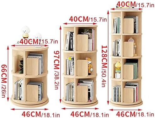 GAMAK Rotating Bookshelf Kids Bookshelf with Storage Small Bookshelf 360 Display 2-4 Tier Floor Standing Bookcase Used in Bedrooms Study Room (Size : Straight Edge, Color : Four)