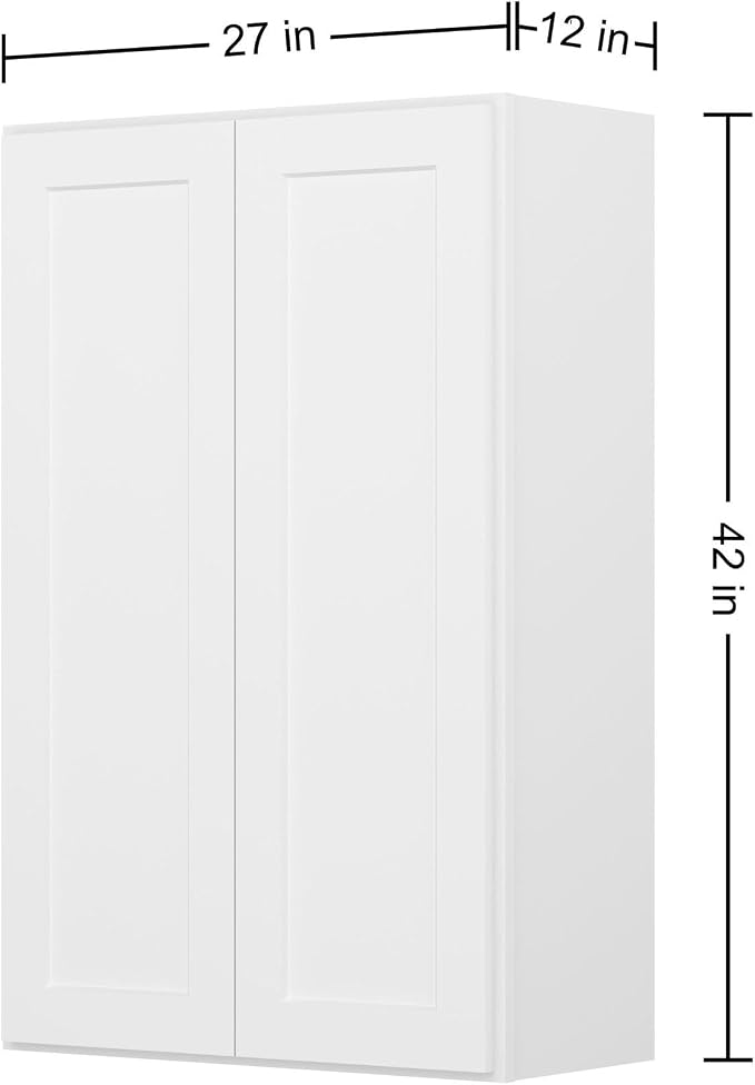 Furinno Shaker 3-Tier Wall Kitchen Cabinet, 2-Door, White