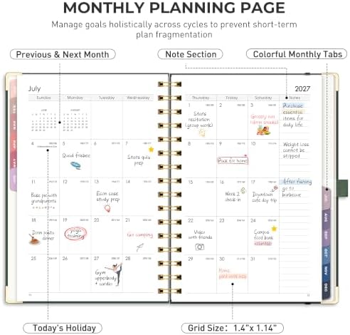 RETTACY 2027 Planner, Weekly and Monthly, A5 Size (5.7" x 8.3")