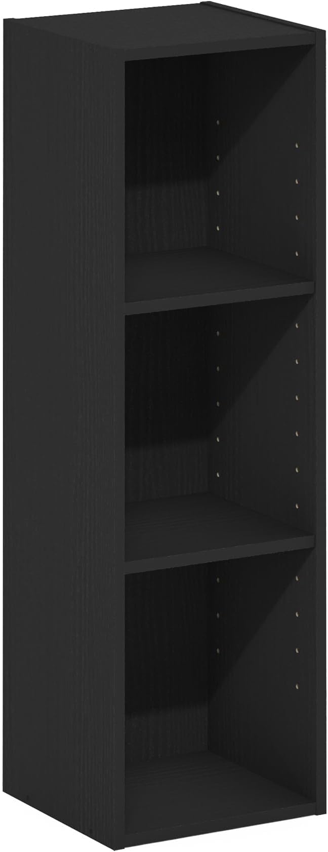 Furinno Fulda Book Shelf, 3-Tier Narrow Bookshelf, Bookcase with 10-in Width Storage Shelf, 9.3 x 9.8 x 31.5, for Living Room, Bedroom, Home Office, Blackwood