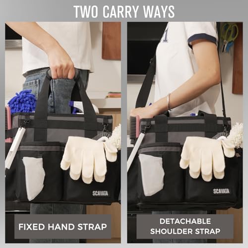 SCAVATA Compact Wearable Cleaning Caddy with Handle & Shoulder Straps