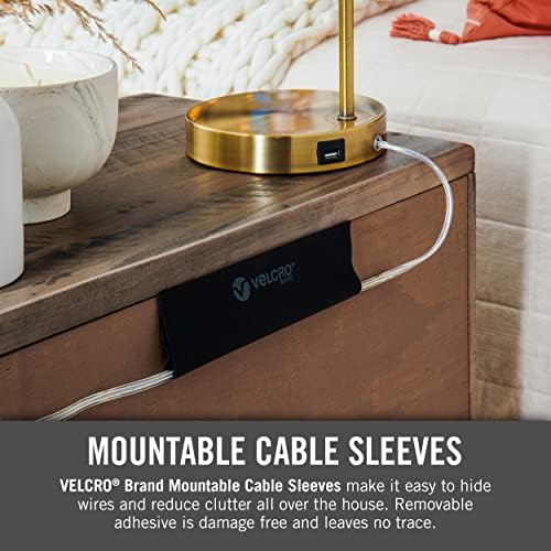 VELCRO Brand Mountable Cable Sleeve, Black, 3 Ft Cable Raceway