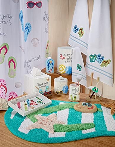 Avanti Linens - Wastebasket, Trash Can, Beach Inspired Bathroom Decor (Beach Mode Collection)