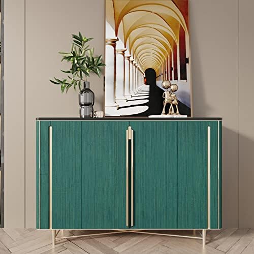 CRE8TIVE Teal Green Grasscloth Wallpaper Textured Wallpaper Stick and Peel Faux Grass Cloth Contact Paper for Walls Adhesive Linen Fabric Removable Wall Paper for Bedroom Kitchen Furniture 12"x354"