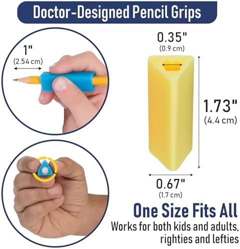 The Classics 12-Pack Triangle Pencil Grips, Assorted Bright Colors, 1.75-Inch Long (TPG-16212)