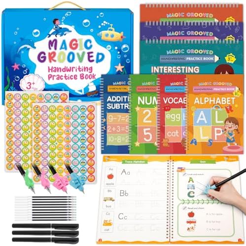 Magic Grooved Writing Practice for Kids Ages 3-5 5-8, Grooved Writing Books
