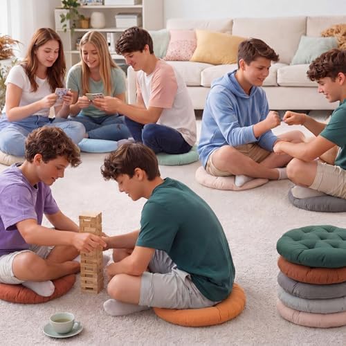 Fumete 12 Pcs Round Floor Pillows Cushions Seating 16 x 16 Inches Floor Round Cushions for Kids Toddlers Flexible Reading Chair Pillows for Classroom Home School Playing Supplies(Natural Color)