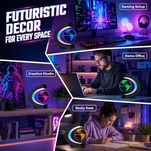 Magnetic Levitating Floating Globe with 7 Colored Lamp, Cool Tech Gadgets Gifts World Globe for Men Father Boy Girls, Birthday Gifts Office Home Desk Decor Display Frame
