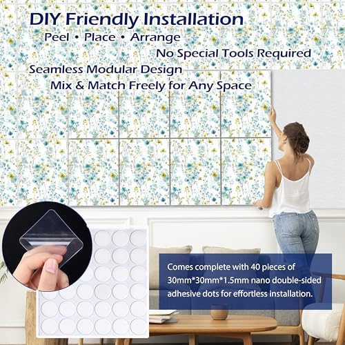 PINWELIFE® Acoustic Art Tiles – 8-Pack 12"x16" Sound Absorbing Panels, Seamless Wallpaper-Style Decorative Acoustic Wall Art, Echo Reduction for Home Studio/Office, Nano Tape Included
