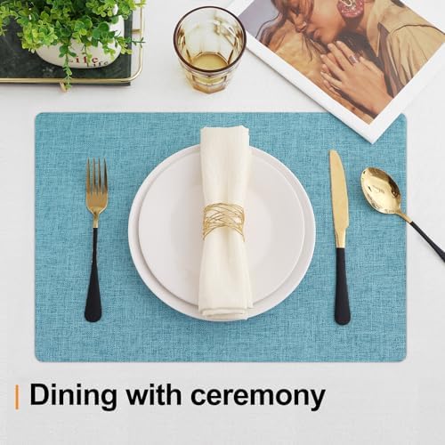 Homaxy Cloths Placemats for Dining Table Set of 6, 13" x 19", Aqua