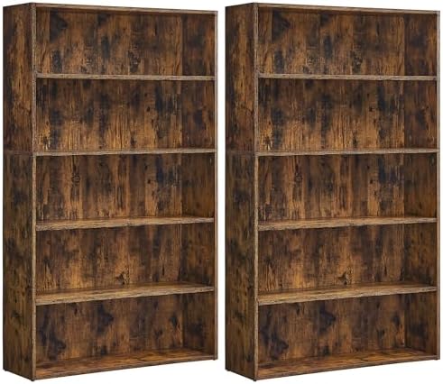 VASAGLE Set of 2 5-Tier Open Bookshelves, 30 Inches Wide