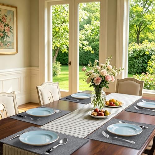 Homaxy Cloths Placemats for Dining Table Set of 6, 13" x 19", Charcoal Gray