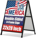 A-Frame Sidewalk Sign 22x28 Inch, Heavy Duty Metal A Frame Sign Holder, Double-Sided Folding Sandwich Board Sign, Slide-In Poster Design, Outdoor & Indoor Sidewalk Sign for Restaurants & Retail