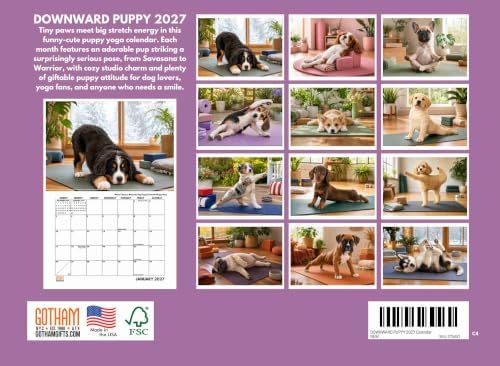 Downward Puppy Cute Puppies Funny Yoga Poses 2027 Calendar