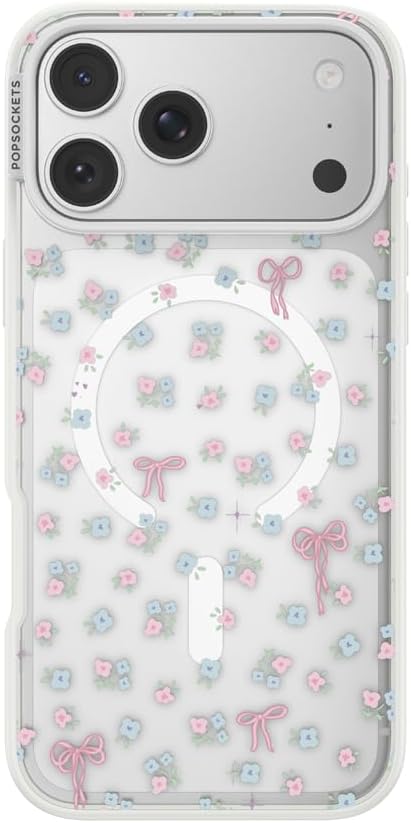 PopSockets iPhone 17 Pro Max Phone Case with MagSafe, Wireless Charging Compatible, Bow - Bows & Blooms