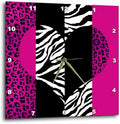 Janna Salak Designs Pink Black/White Animal Print Leopard and Zebra Wall Clock, 10 by 10-Inch