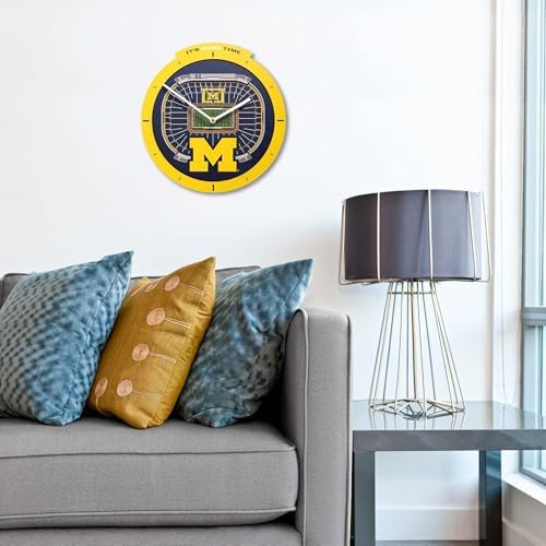 YouTheFan NCAA Michigan Wolverines StadiumView 3D Wall Clock
