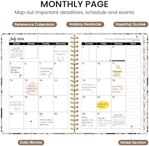 Planner 2026-2027, Jul 2026-Jun 2027 Academic Monthly & Weekly Planner | 6.3" x 8.5" Hardcover Pretty Calendar Planner for Women, Spiral Organizer for School Office Home Supplies, Magical Forest