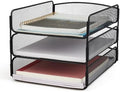 Safco Onyx Desk Organizer, 3 Trays, Office and Classroom Mailbox, Paper and Mail Sorter, Steel Mesh, Black