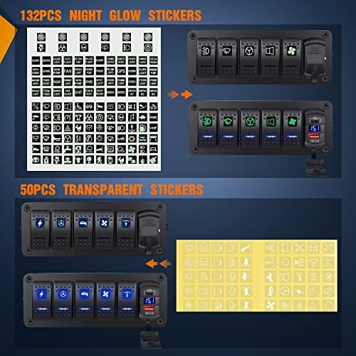 Nilight 5 Gang Rocker Switch Box Toggle w/Voltmeter PD Type C & USB Socket