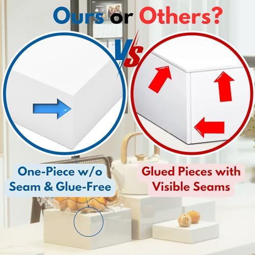 8” Buffet Risers with Mini Signs, Buffet Table Risers and Stands, Acrylic Cube Display Box for Catering Party Table Food Display, Dessert, Cakes - White, Set of 8 Boxes