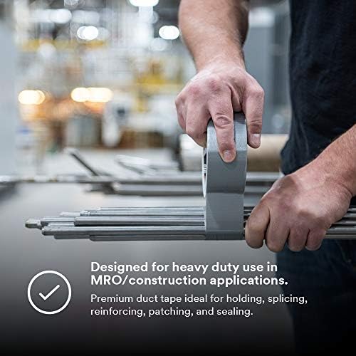 3M 3939 Heavy Duty Duct Tape, Silver, .94 in x 60 yd x 9.0 mil – Professional Grade Water-Resistant Duct Tape for Sealing, Holding, Bundling and Reinforcing, Case of 36