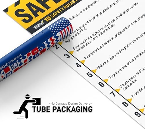 Workplace Safety Rules Poster 18'' x 24'' - OSHA Compliant Safety Rules Poster for Workplace, Warehouses, Office & Industrial, Laminated Workplace Rules Poster Guidelines Waterproof, Tear-Resistant