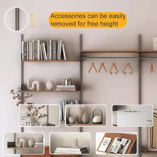 Rygcrud DIY Home Office Bookcase, 4 Tier Shelves with Storage Cabinet, Wall Mount Open Display Closet System for Book Clothing Organizer(200x180cm)