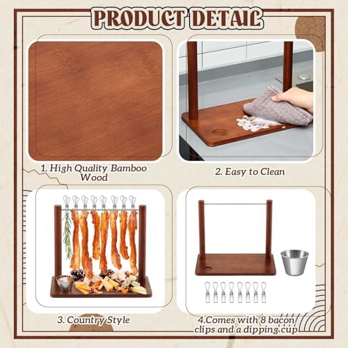 Acacia Wood 13 x 7.2 x 10.6 Inches Bacon Display Rack Wooden Bacon Tray