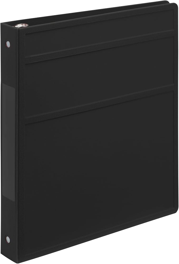 Carstens 1-Inch Heavy Duty 3-Ring Binder - Side Opening, Black, Durable Plastic, No-Gap Rings, Waterproof Cover, No Pockets, Holds 125 US Letter Sheets, BPA-Free, Made in USA (8719-3R), Case of 18