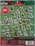 Bucilla Counted Cross Stitch Ornament Kit, 3.5 by 3.5-Inch, 86261 More Tiny Stockings (Set of 30)
