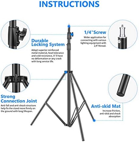 NEEWER Heavy Duty Light Stand 10ft/3m Adjustable Spring Cushioned Tripod