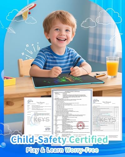 Magnetic LCD Writing Tablet for Fridge, 13 Inch Writing Tablet for Kids, Toddler Drawing Pad, Learning Toys for Boys Girls Ages 3.4.5.6.7.8, Writing Board for to-Do Lists and Family Messages (Blue)