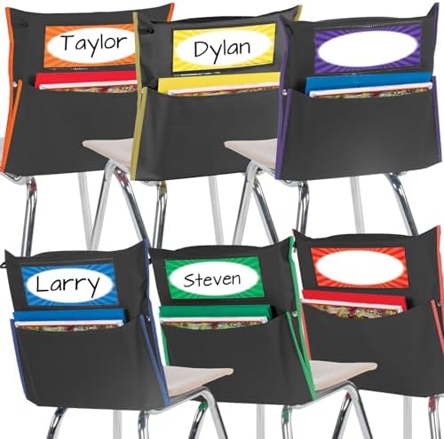 Really Good Stuff Store More Grouping Chair Pockets, 24-Pack, Black