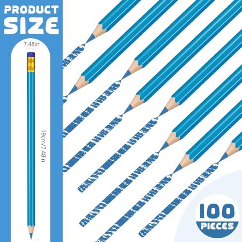 Sivak 100 Pack Checking Pencils with Eraser Erasable Colored Pencils Presharpened Checking Correcting Pencils Grading Pencils for Drawing Art Checking Map Coloring Tests Grading Tests (Blue)