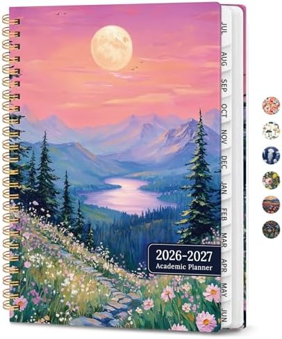 Planner 2026-2027, A5 (6.3" x 8.5") Hardcover Weekly & Monthly Planner July 2026 - June 2027 with Monthly Tabs, Academic Planner for School, Work and Office, Lavender Horizon