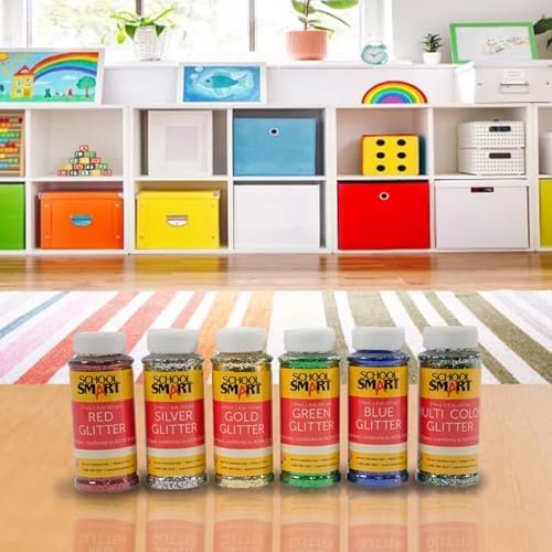 School Smart Craft Glitter, 4 Ounces, Assorted Colors, Set of 6