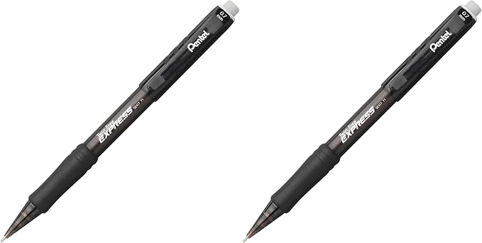 Pentel Twist-Erase Express Mechanical Pencil, 0.7 mm, Black Barrel (Pack of 2)