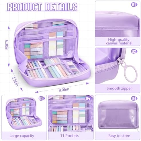 Jutom 41 Pcs Aesthetic Book Annotation Kit with Pencil Bag Bible Journaling Kit Notebook Sticky Note Tab Highlighter Black Ink Pen Page Marker School Office Supplies Bible Lover Gift(Purple)