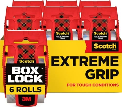 Scotch Box Lock Packing Tape, Clear, 1.88 in. x 22.2 yd., 6 Rolls