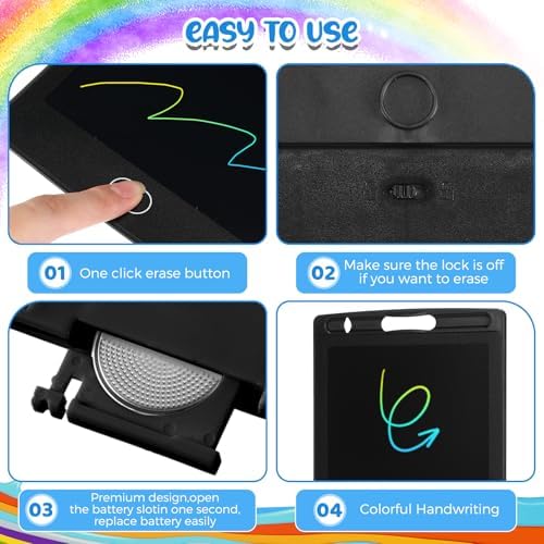 Zhehao 48 Pcs 8.5 Inch LCD Writing Tablet for Kids, Black